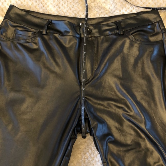 Black Metallic Leather Pants - Picture 8 of 11